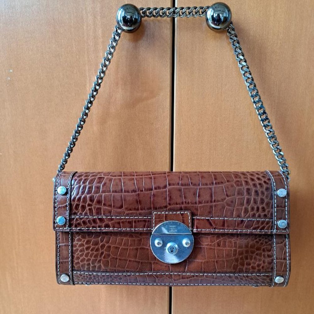 Vintage Michael Kors Leather Embossed Allegator Clutch/Chain Shoulder Bag
